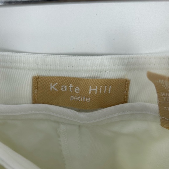 Kate Hill Petite Skort Women's 14P (Waist 32in) Ivory, Cotton Twill Front Snaps - Picture 5 of 12